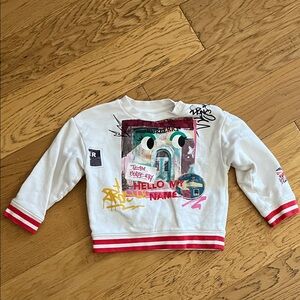 2Y - BURBERRY CHILDREN -  White and Red Graphic Kids Sweatshirt